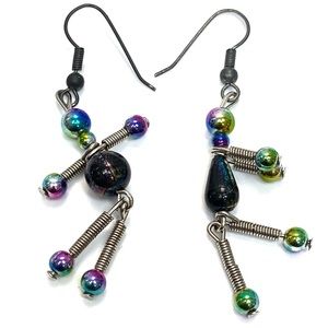 VINTAGE IRIDESCENT DANCING PERSON FIGURE EARRINGS